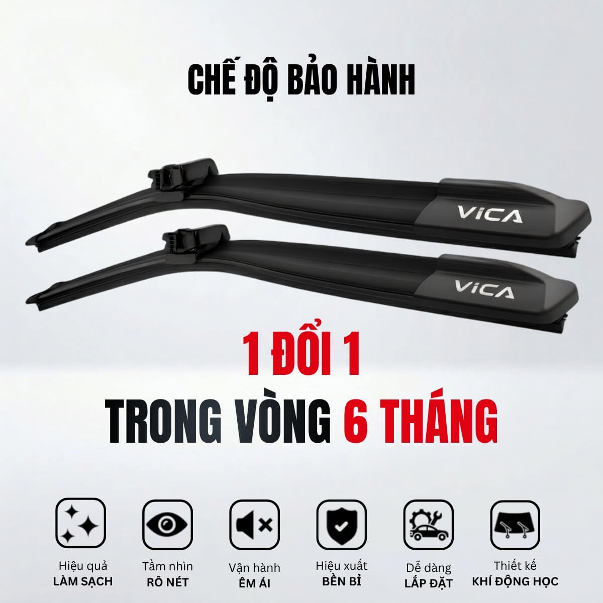 Bộ gạt mưa ô tô VICA thân mềm cao cấp siêu sạch siêu êm