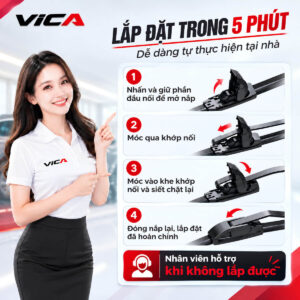 Bộ gạt mưa ô tô VICA thân mềm cao cấp siêu sạch siêu êm
